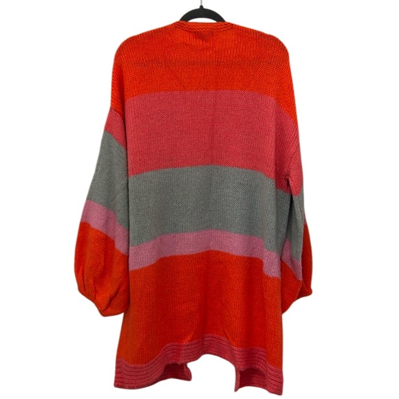 PrettyLittleThing Womens Color Block Open Cardigan Balloon Sleeves Mid Length M - Picture 8 of 10